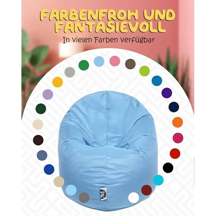 PATCH HOME 2-in-1 Sitzsack Sessel - Gaming Bean Bag mit Reißverschluss - Bereits befüllt, Ergonomisch & Robust für Kinder & Erwachsene - Indoor & Outdoor, Wetterfest (Hellblau, 155cm) – Bild 8