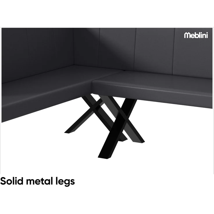 MEBLINI Eckbank für Esszimmer - Küchenbank - Essecke - Sitzecke Küche - PETER - X-Beine 142x196x87cm Links - Grau Kunstleder – Bild 6