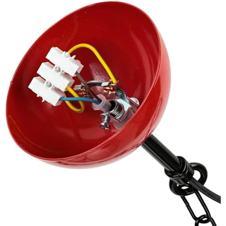 Licht-Erlebnisse Pendelleuchte Iron E27, Höhenverstellbare Hängeleuchte im industriellen Design, Rot – Bild 8