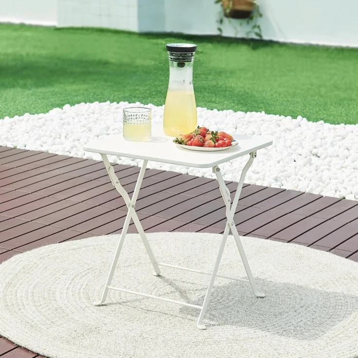 Klapptisch Vegårshei Stahl 45x40x40 cm Weiß [en. casa] – Bild 1