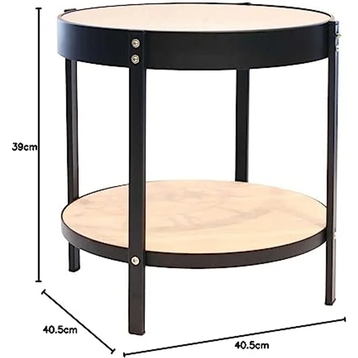 HOME DECO FACTORY Uhr Beistelltisch, 40.5 x 40.5 x 39 cm, Schwarz/Transparent – Bild 3