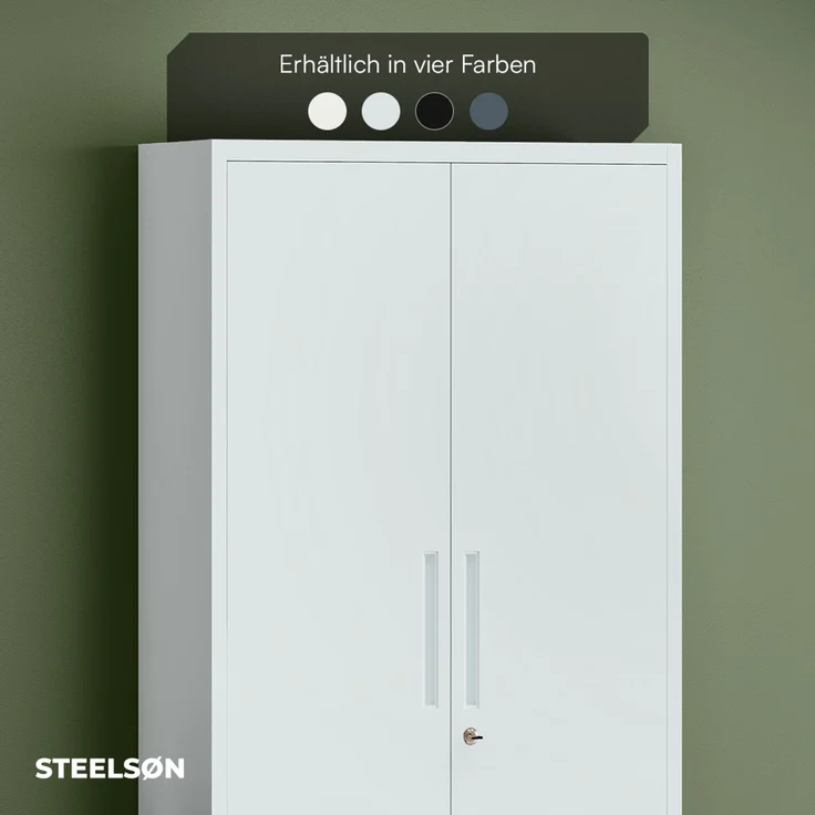 STEELSØN 'Regulus' Aktenschrank, Metall, grau, 175x40x80 cm, abschließbar, Metallschrank mit 5 Fächern, geeignet als Werkzeugschrank – Bild 10