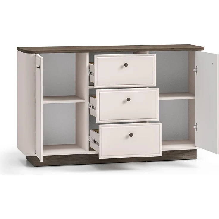 Selsey 'Vilavio' Sideboard 2-türig, 3 Schubladen, Kaschmir/Eicheoptik Dunkel, 138 cm – Bild 4