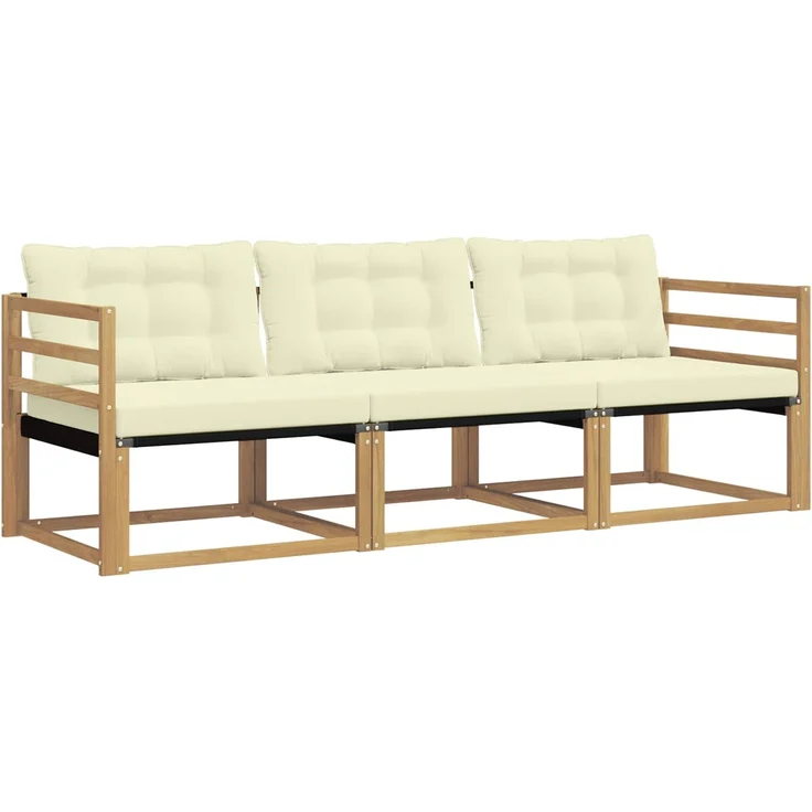 vidaXL Outdoor-Sofagarnitur 3 stk. Weiß und Creme 3388360 – Bild 2