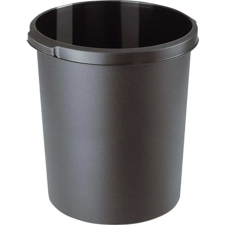 Papierkorb KLASSIK - 30 Liter, rund, 2 Griffmulden, extra stabil, schwarz