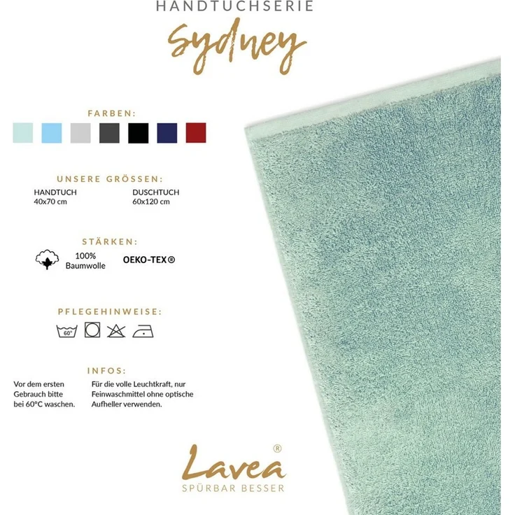 Lavea Handtücher Sydney Serie Handtuch oder Duschtuch Set, (4-St), 500 g/m² Frottier, weich & saugstark, pflegeleicht – Bild 3