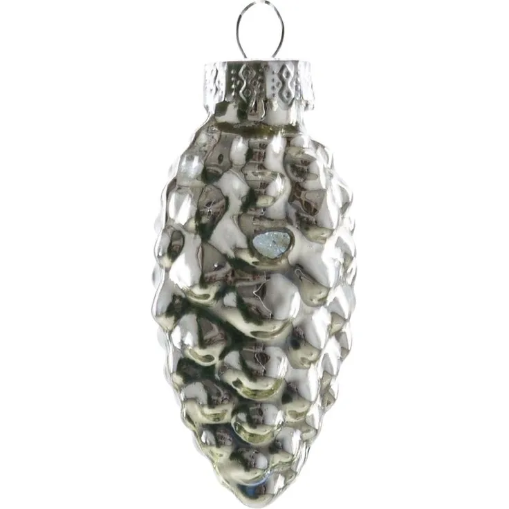 TrendLine Glas-Tannenzapfen silber 12 Stück 6 cm Weihnachtsdekoration Dekozapfen