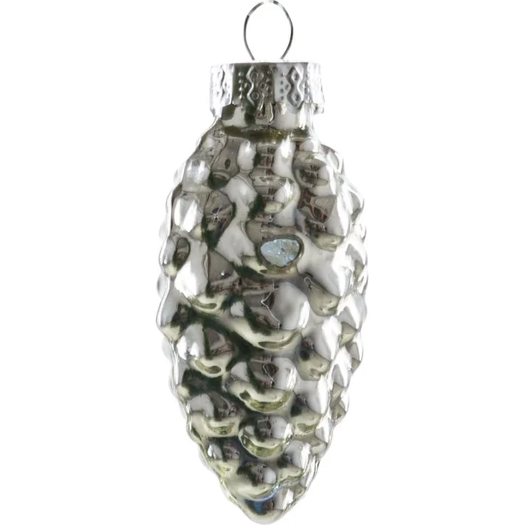 TrendLine Glas-Tannenzapfen silber 12 Stück 6 cm Weihnachtsdekoration Dekozapfen – Bild 1