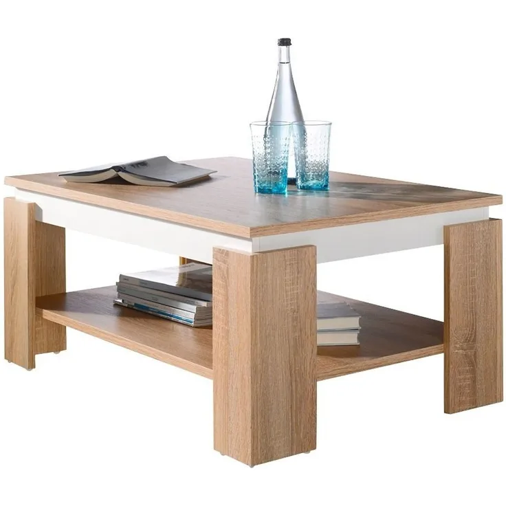 Hela 'Tim II' Couchtisch, Eiche/Weiß, ca. 90 cm