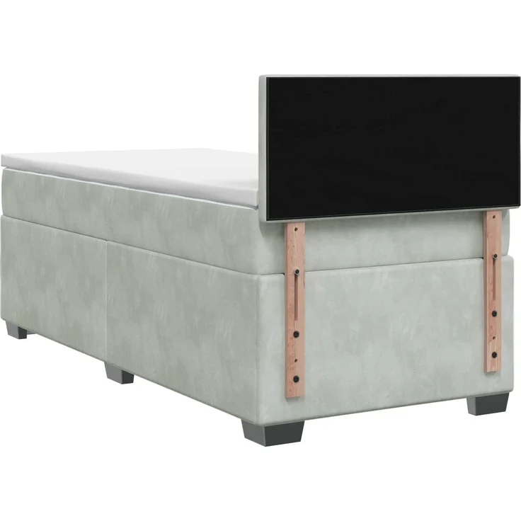 vidaXL Boxspringbett mit Matratze Hellgrau 90 x 190 cm Samt 3450620 – Bild 8