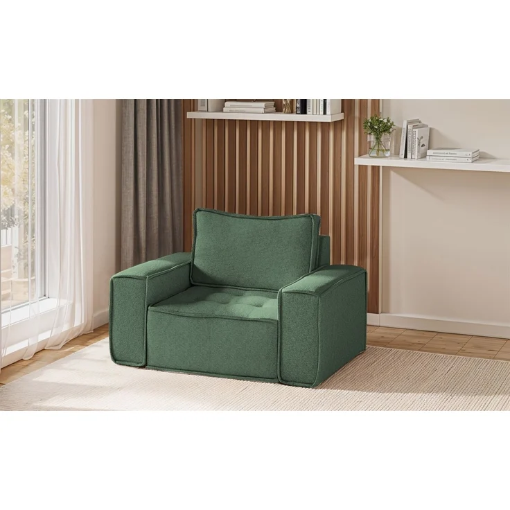 Sessel Designersessel SANDE Stoff Raven Flaschengrün – Bild 1