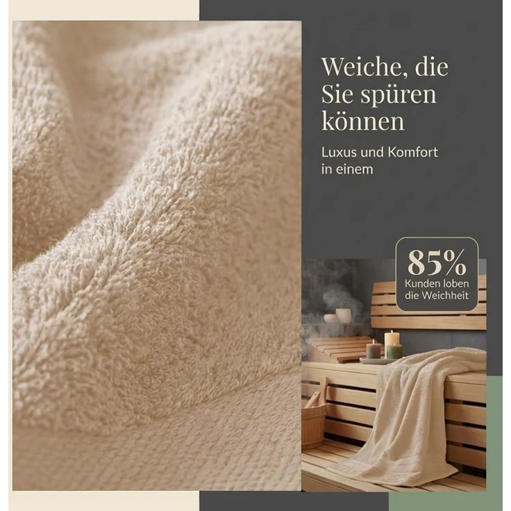 Komfortec 8er Handtuch Set aus 100% Baumwolle, 4 Badetücher 70x140 und 4 Handtücher 50x100 cm, Frottee, Weich, Towel Groß, Braun/Beige – Bild 2