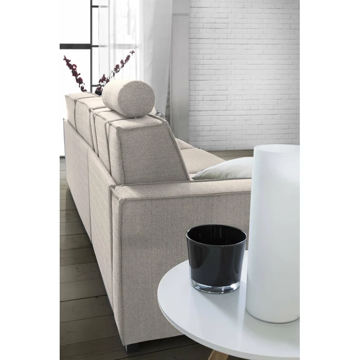 Dmora Sofa mit Halbinsel Anila, Ecksofa mit Halbinsel Sinistra mit Stauraum, Standardarmlehnen, 100 % Made in Italy, cm 280 x 95 x 90, Taupe – Bild 5