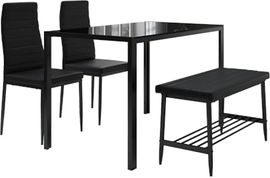 Vicco Esstisch-Set Grand, Schwarz, rechteckiger Tisch 120x75x70 cm