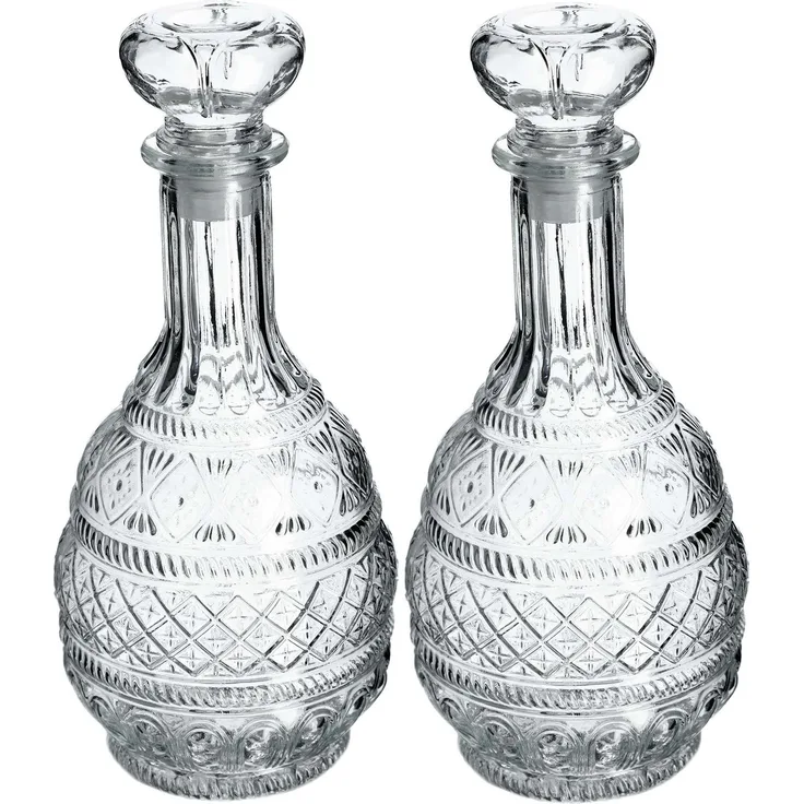 KADAX 2x Whisky-Alkohol-Dekanter Kristall 1L Glasflasche mit Korken