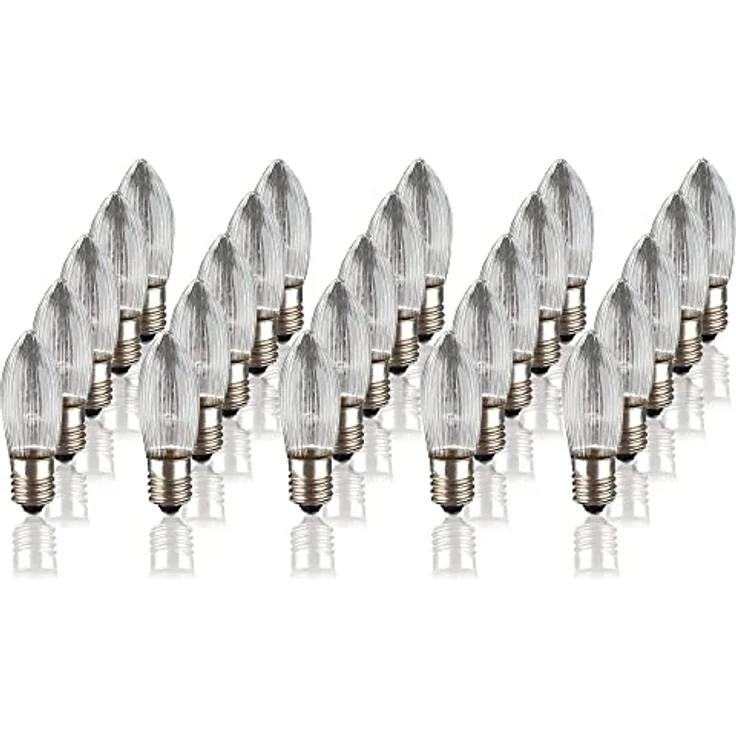 hellum Ersatz-Kerzen für Schwibbogen, 25 Stück 23V 3W Riffelkerze für Weihnachtsbaum Kerzen Lichterketten innen mit 10 Brennstellen, Birnen für Lichterbogen E10/ 23V/ 3W/ 22 Lumen 918113 – Bild 2