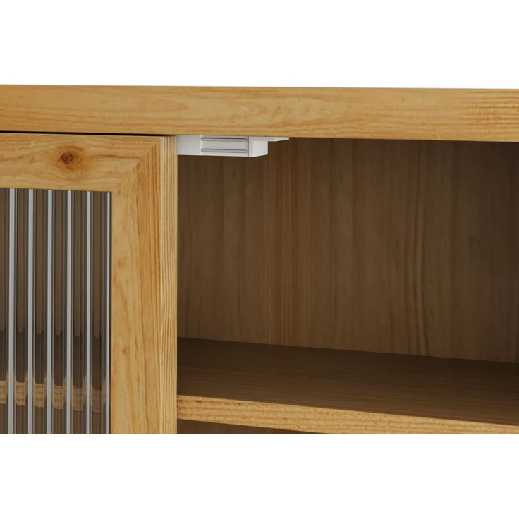 Wandschrank mit Glasfront, 3 Ablagen & Handtuchhalter, 63x18x60 cm, Natur – Bild 8