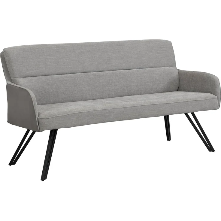 byLIVING Bank Tino/Webstoff und Mikrofaser Bezug und Gestell in schwarz/Aufgedoppelter Rücken/Küchenbank, Sitzbank, Esszimmerbank/B 160 x H 94 x T 67 cm (Hellgrau) – Bild 1