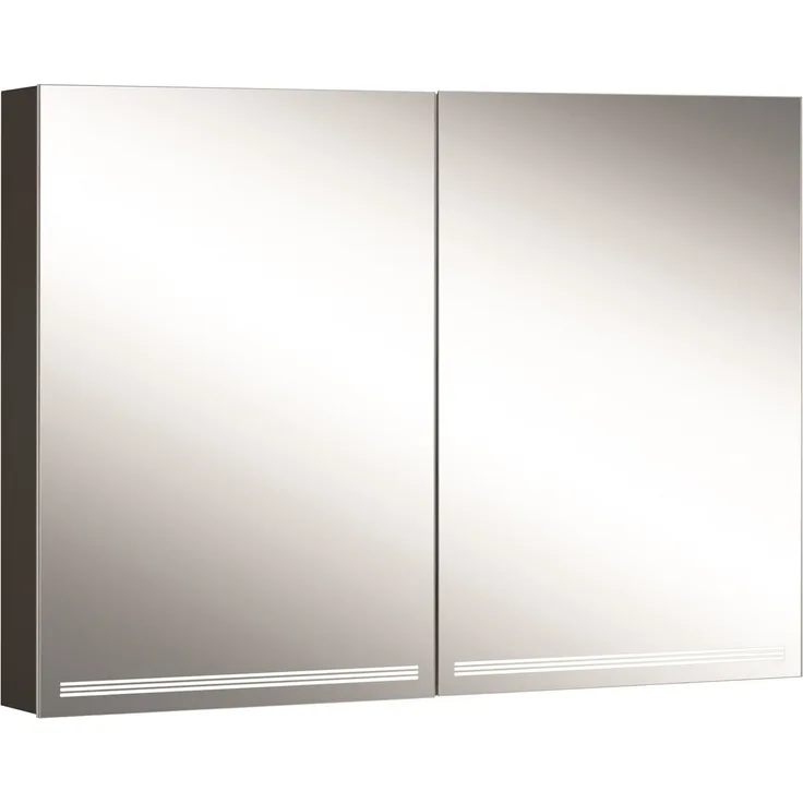 Schneider GRACELINE LED Lichtspiegelschrank, 2 Doppelspiegeltüren, 100 x 70 x 12 cm, 116.500, Ausführung: EU-Norm/Korpus schwarz matt - 116.500.02.41