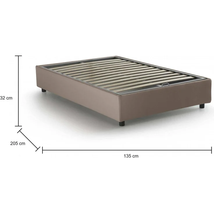 Talamo Italia - Doppelbett Nicole, Bettkasten mit Stoffbezug, 100 % Made in Italy, Öffnung vorne, geeignet für Matratze 120 x 190 cm, taubengrau – Bild 2