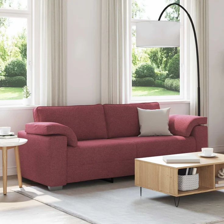 vidaXL 3-Sitzer-Sofa Weinrot 220 cm Stoff 4105240 – Bild 1