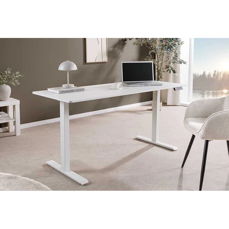 riess-ambiente Schreibtisch WHITE DESK 140cm weiß - stufenlos, höhenverstellbar, modern, workspace (Einzelartikel, 1-St), Anpassbarer Bürotisch - ideal für Arbeitszimmer, Praxis und Homeoffice – Bild 3