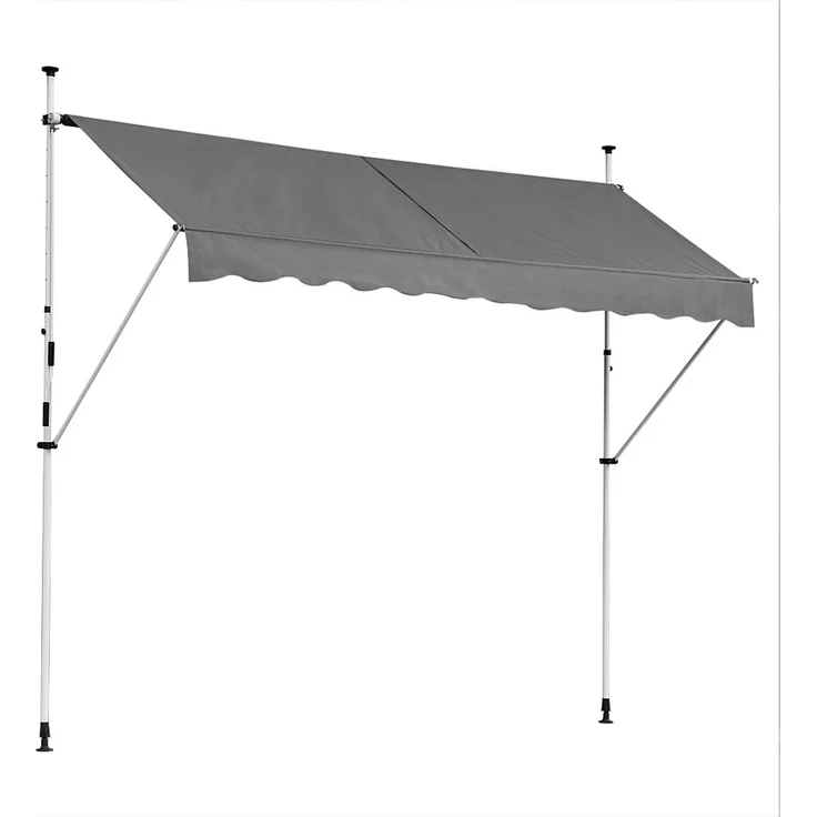 Klemmmarkise 200cm Balkon Sonnenschutz Grau Sonnensegel Terrasse Windschutz – Bild 1