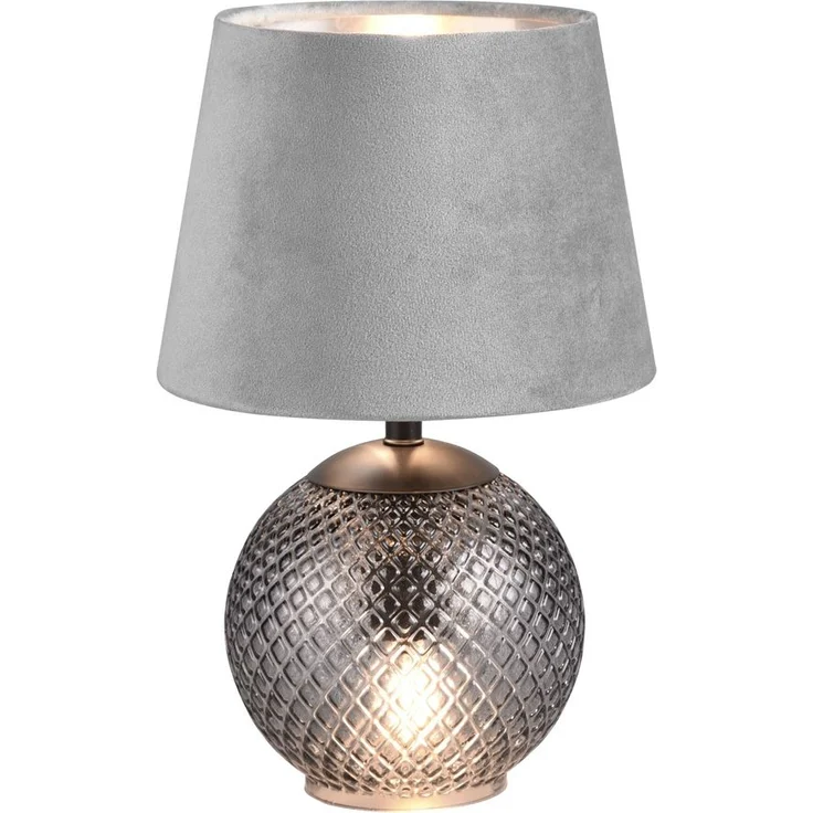 TRIO Leuchten Schreibtischlampe JONNA, Tischlampe mit beleuchtetem Glasfuß und Samt Schirm exkl 2xE14, Ein-/Ausschalter, Leuchtmittel wechselbar, warmweiß - kaltweiß, Leuchtmittel wechselbar max 10W, Schnurschalter Höhe 29cm Ø 18cm – Bild 2