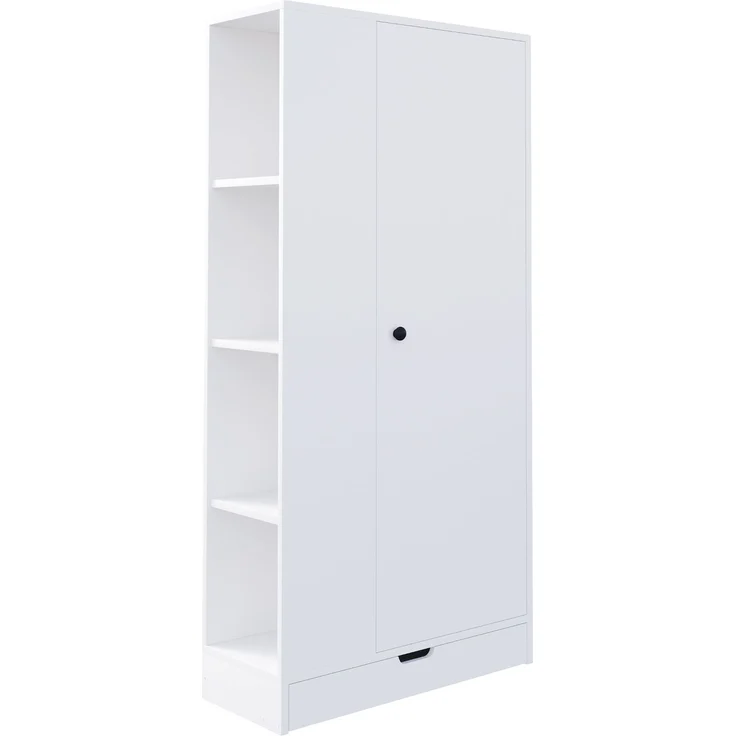 Merax Kleiderschrank 70*40*170cm, Eintürige Ausführung, mit Einlegeböden und Schubladen, Weiß – Bild 8