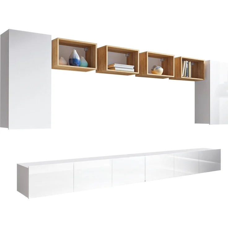 AX LIVING Möbel für Wohnzimmer Kossana 35 Design Goldene Eiche/Weiß – Bild 2