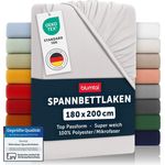 Blumtal® Spannbettlaken 180x200 cm aus Microfaser - Oekotex zertifiziertes Bettlaken 180x200 - Leintuch 180x200 / Spannbettuch 180x200 cm - Spannleintuch 180x200 - Laken 180x200 - Moonlight Grey-Grau