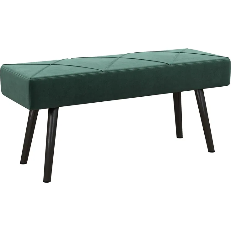 HOMCOM Polsterbank Sitzbank mit X-Muster, in Samtoptik, bis 120 kg Belastbar (Flurbank, 1-St, Bettbank), für Schlafzimmer, 100 x 36 x 45 cm, Grün