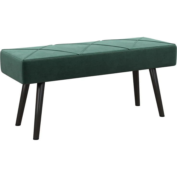 HOMCOM Polsterbank Sitzbank mit X-Muster, in Samtoptik, bis 120 kg Belastbar (Flurbank, 1-St, Bettbank), für Schlafzimmer, 100 x 36 x 45 cm, Grün