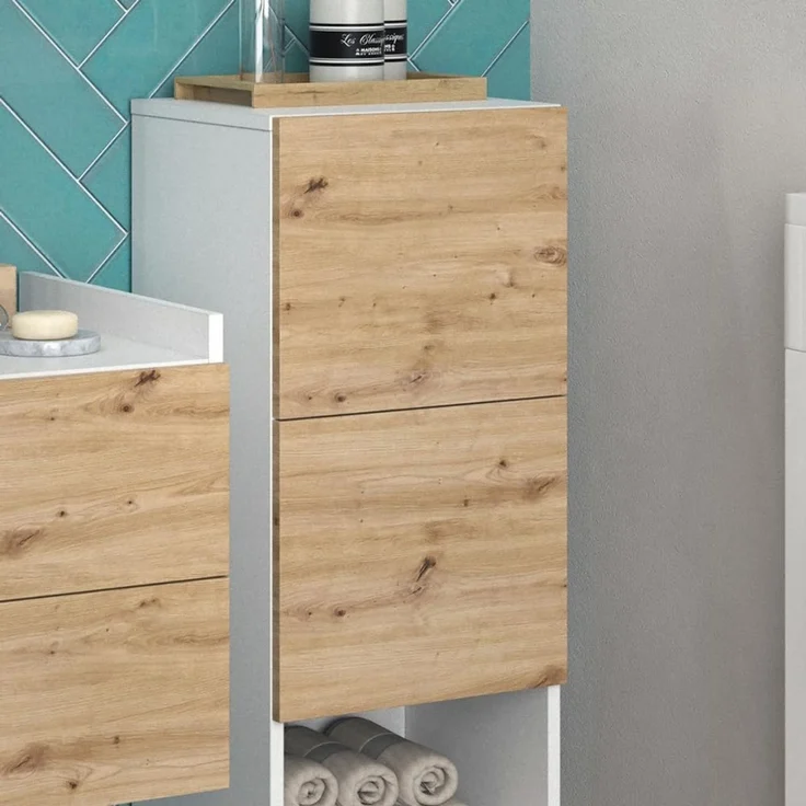 Midischrank Alf Weiß 35 x 92 cm mit 2 Schubladen Vicco – Bild 5