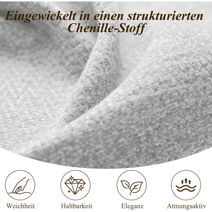Polsterbett mit LED-Beleuchtung und Stauraum, 140x200 cm, gepolsterter Kopfteil, Stauraumbett, Chenille – Bild 6
