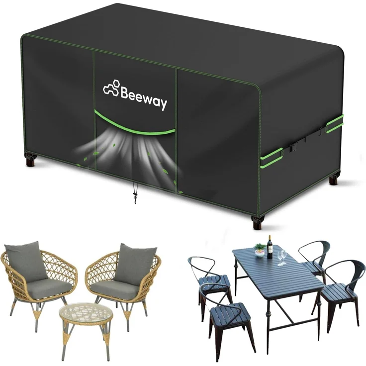 BEEWAY Gartenmöbel Abdeckung Wasserdicht V2.0 120 x 90 x 73 cm, Schutzhülle Abdeckplane für Gartentische Terrassenmöbel Möbelsets - 420D Oxford Gewebe, Anti-UV, Winterfest