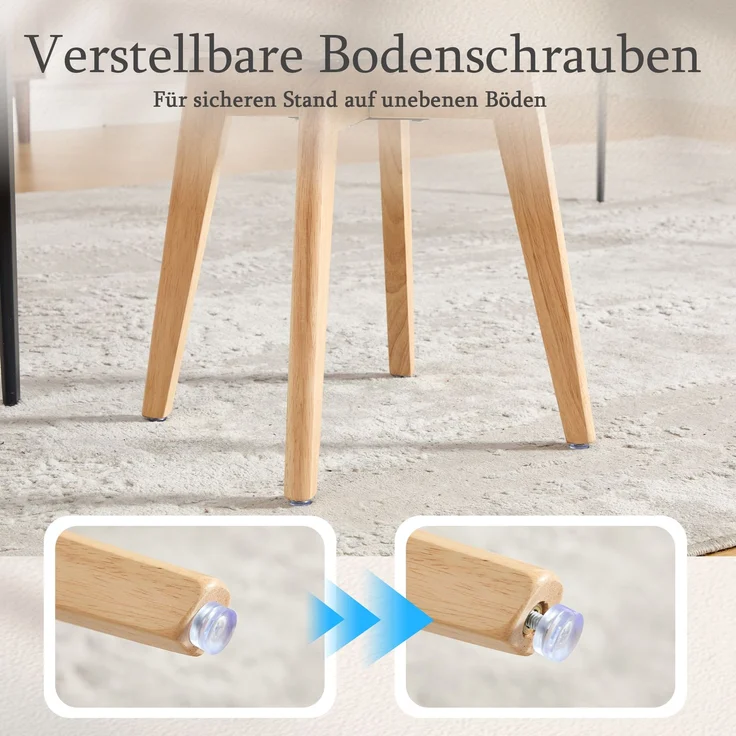LVHOM 2er-Set Esszimmerstühle 360° Drehstuhl, Polsterstuhl in Rattan-Optik mit Chenille Kissen, stabiler Küchenstuhl mit Metallbeinen, Beige – Bild 5