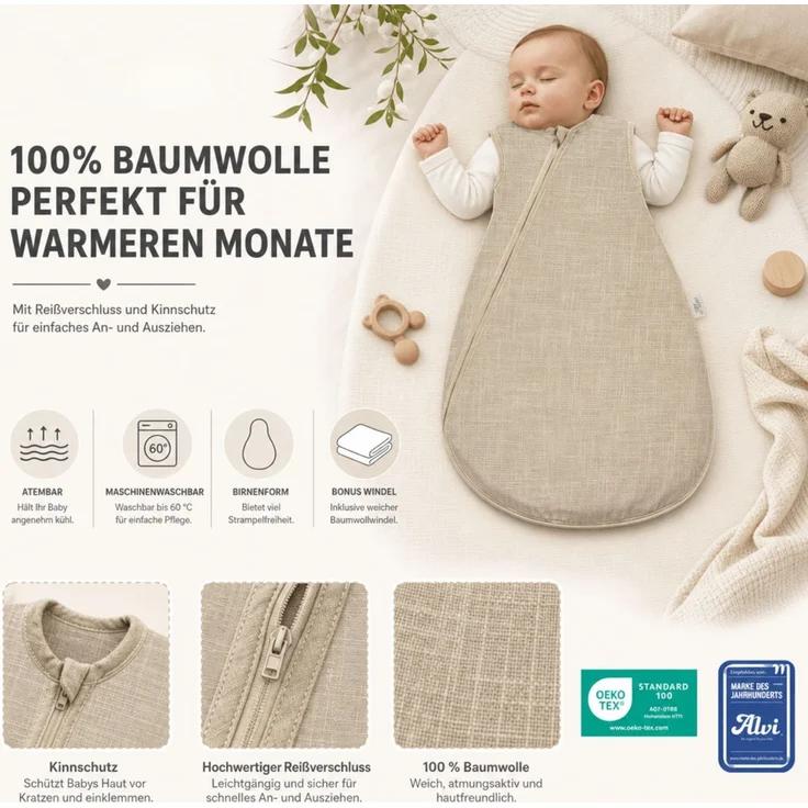 Alvi Baby Mäxchen Sommertraum Mullschlafsack Natur – Bild 4
