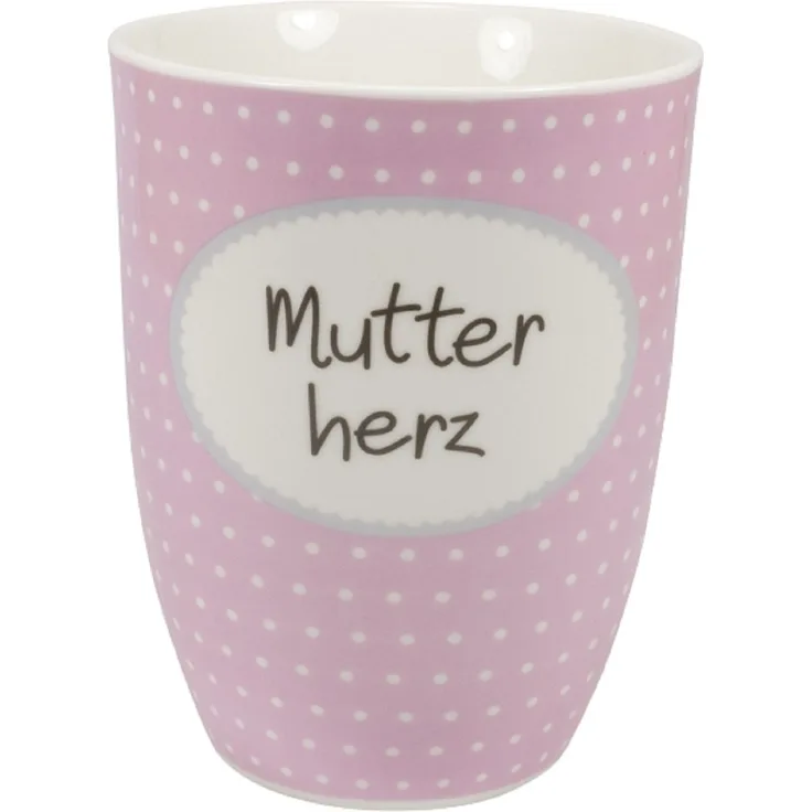 Großer Porzellanbecher Mutterherz in Rosa als liebevolles Geschenk für Mama