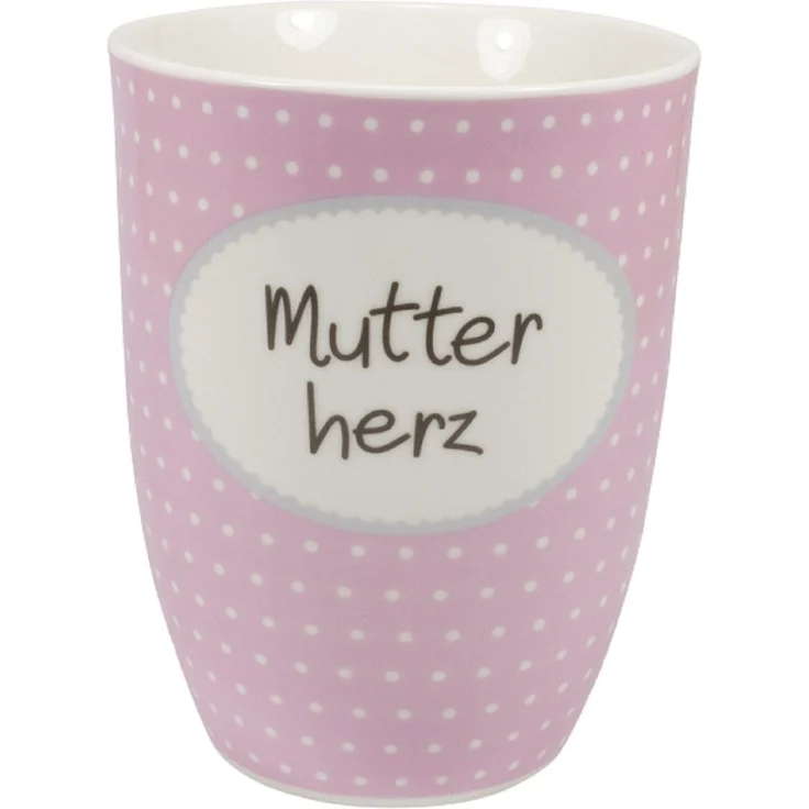 Großer Porzellanbecher Mutterherz in Rosa als liebevolles Geschenk für Mama