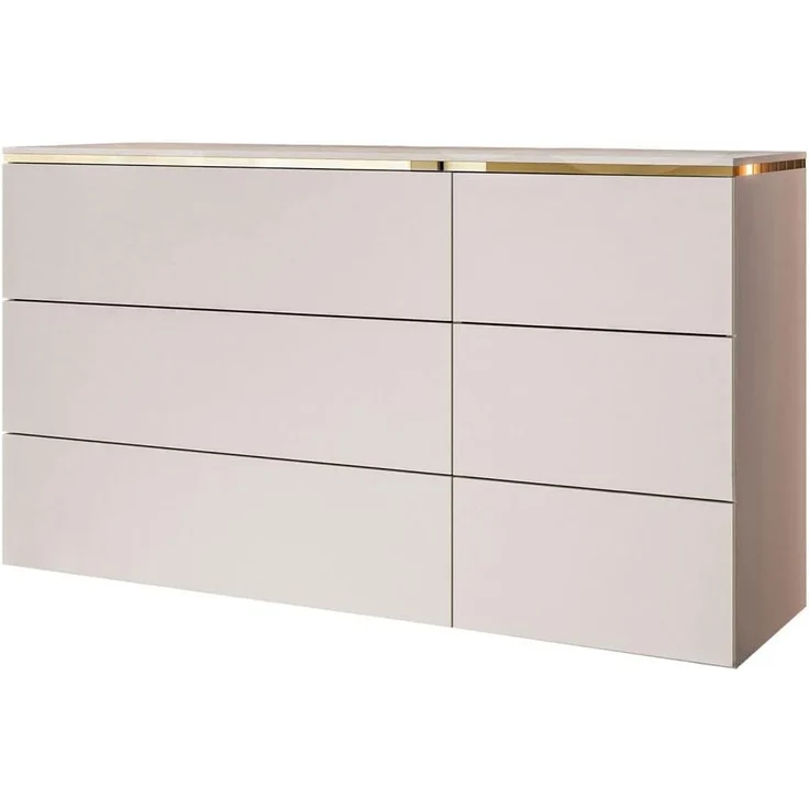 Lookway Kommode AURORA 6S in Kaschmir mit goldener Leiste, Breite: 138 cm – Bild 7