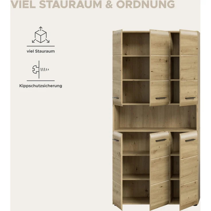 Mehrzweckschrank (B/H/T: 90x185x30 cm) in Artisan Oak Nachbildung und Artisan Oak Nachbildung – Bild 14