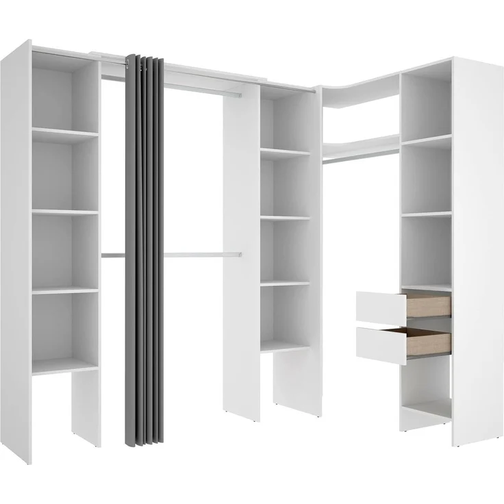 Dmora - Großer Kleiderschrank Bestone, Schlafzimmermöbel, Schrank, Garderobe, 234x141 h205 cm, Weiß – Bild 2