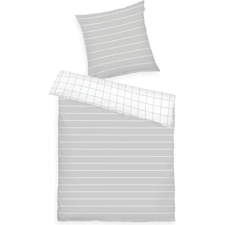 TOM TAILOR HOME Bettwäsche CHECK AND STRIPES in Gr. 135x200cm oder 155x220cm, Renforcé, 2 teilig, new bedroom, gewebtes Label