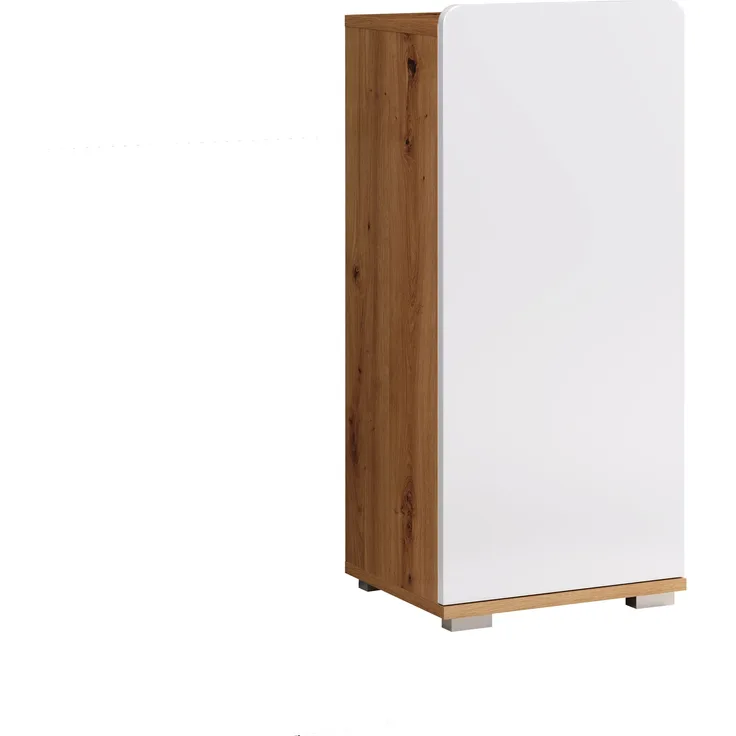 Badezimmer Unterschrank Ciara weiß Hochglanz und Eiche 37x82 cm
