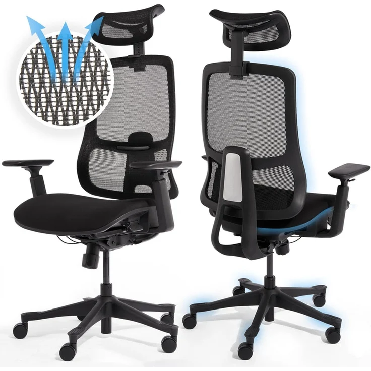 VALKENSTOL M5 POLSTER-SITZ Bürostuhl ergonomisch mit Schaumstoff Sitz - 5 Jahre Garantie - adaptive Lordosenstütze - verstellbare Sitztiefe – Bild 3