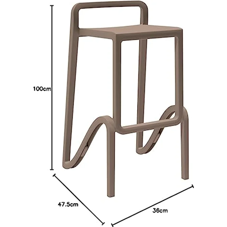 Gardenia Hocker, hoch, stapelbar, für Innen- und Außenbereiche, aus Polypropylen, Taubengrau, hergestellt in Italien, für Zuhause, Bar, Restaurant – Bild 2