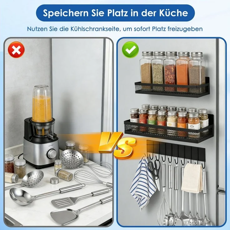 BlingBin Gewürzregal Magnetisches 3 Stück Kühlschrank Organizer,für Küchenorganisation, 3er Set 1-tlg, Metall bewegliche Veranstalter Gewürzhalter Platzsparende,ohne Bohren – Bild 4