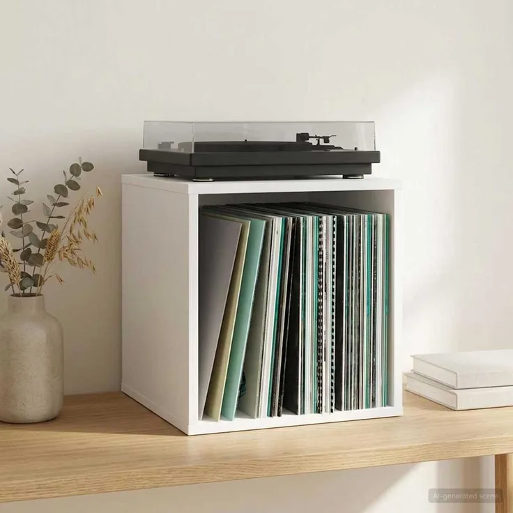 vidaXL Vinyl Album Box Weiß 37 x 36,5 x 38 cm Holzwerkstoff 8012842