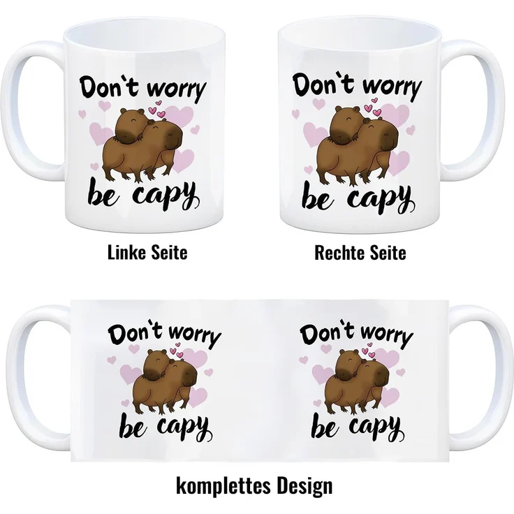 speecheese Tasse Don’t worry be capy Capybara Kaffeebecher – Bild 4